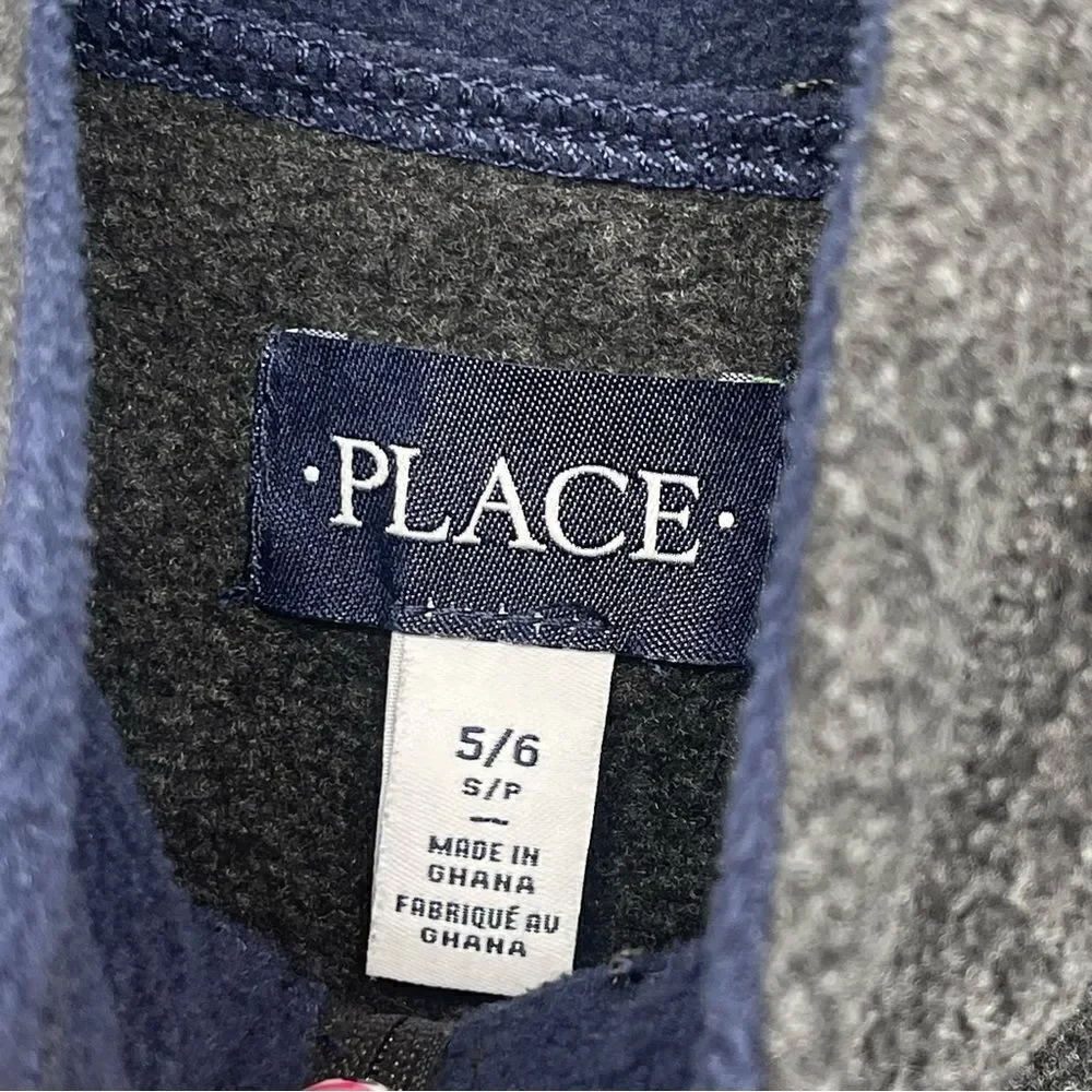 The Children’s Place Boy’s Gray Glacier Fleece Half Zip Pullover Sweater 5/6